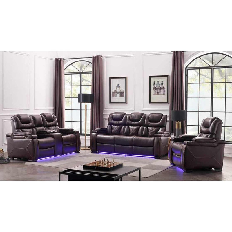 Happy Homes Romina Bonded Leather Recliner Romina Power Recliner - Brown IMAGE 2