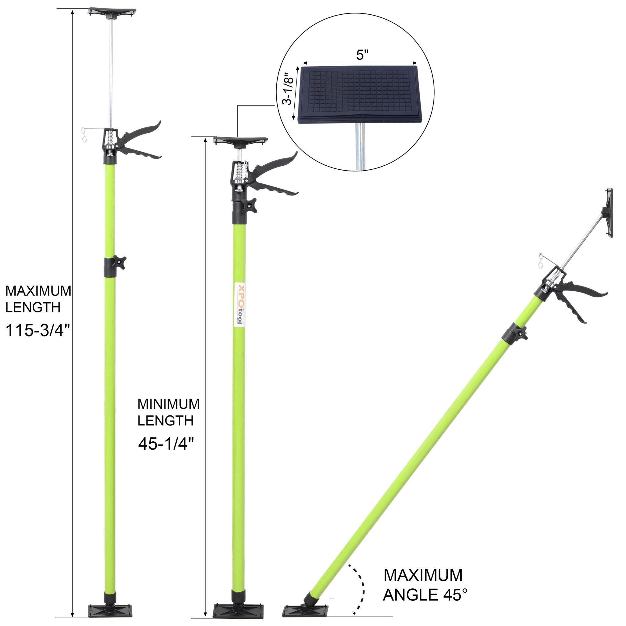 Adjustable Support Pole System For Drywalls And Cabinets With Carry Bag