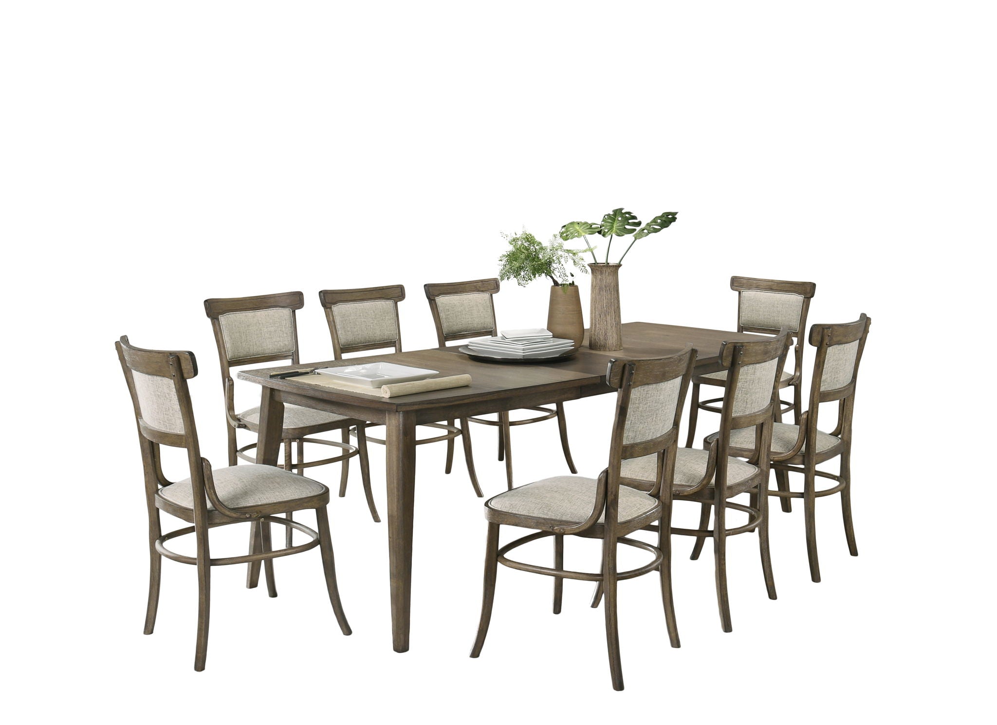 Bistro - Dining Table With Off Fabric Dining Chairs