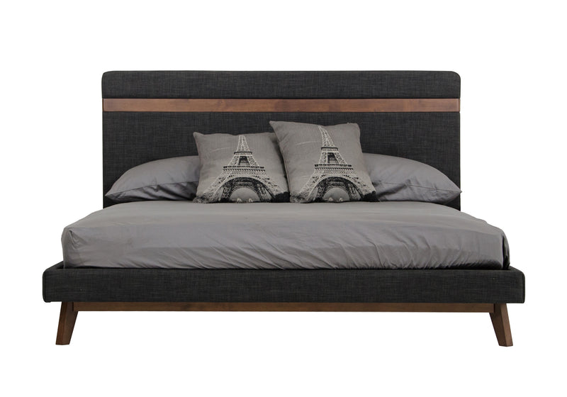 Nova Domus Dali Mid-Century Grey Fabric & Walnut Bed