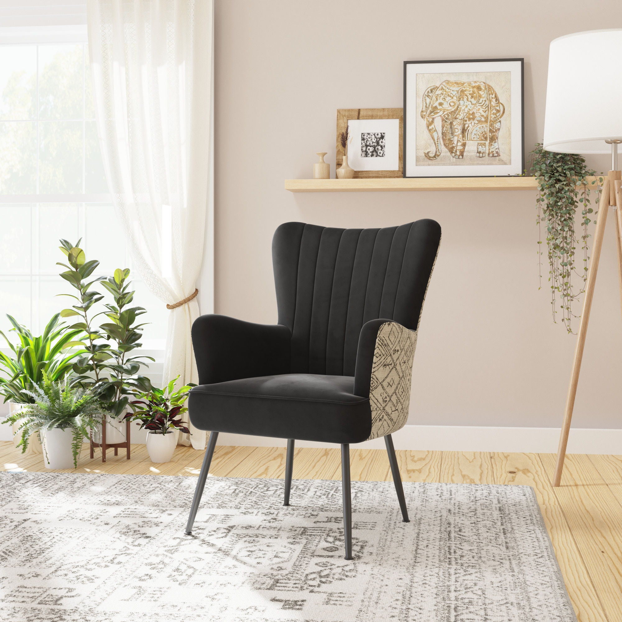 Accent Chair With Unique Print Fabric