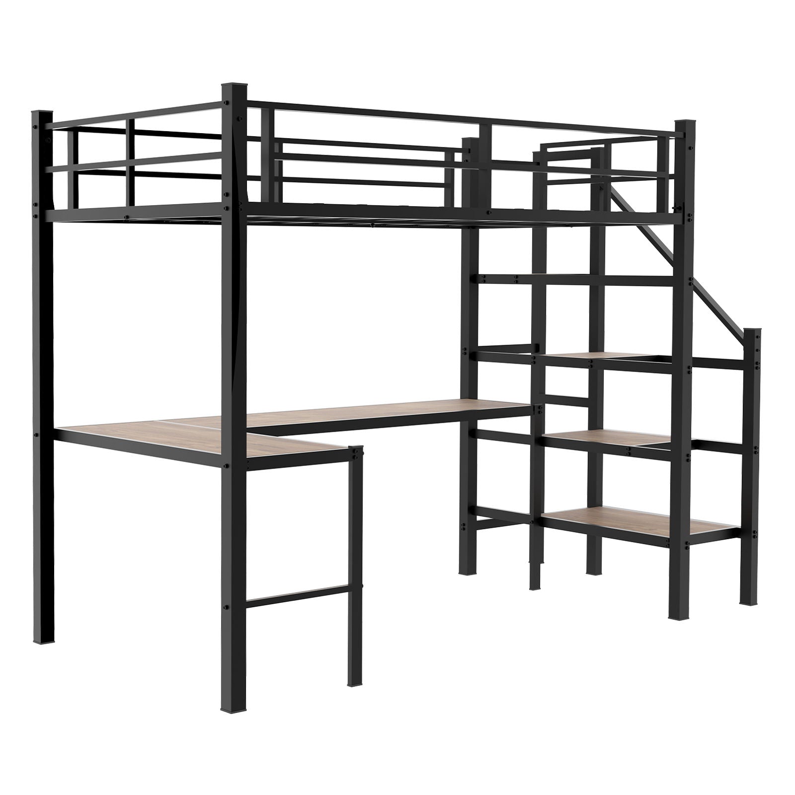 Loft Bed With L-Shaped Desk, Large Storage Space