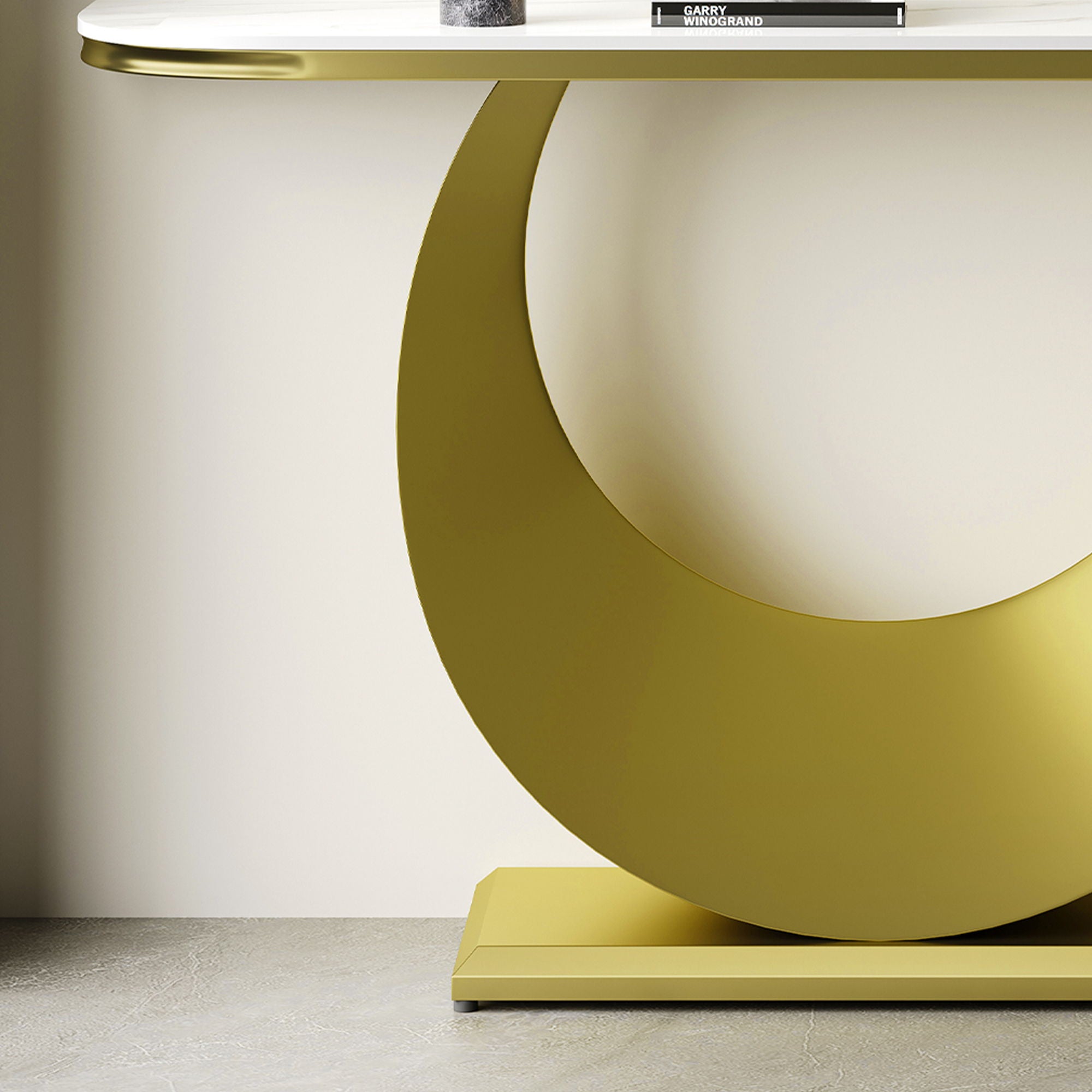 Half Console Table For Hallway - Gold / White