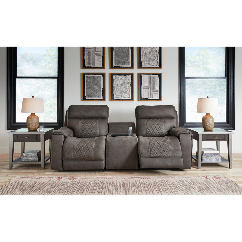 Signature Design by Ashley Hoopster Power Reclining Leather Look Loveseat with Console 2370358/2370360/2370362 IMAGE 2