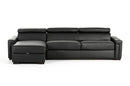 Lamod Italia Sacha - Modern Black Leather Reversible Sectional Sofa Bed with Storage