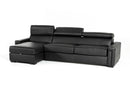 Lamod Italia Sacha - Modern Black Leather Reversible Sectional Sofa Bed with Storage