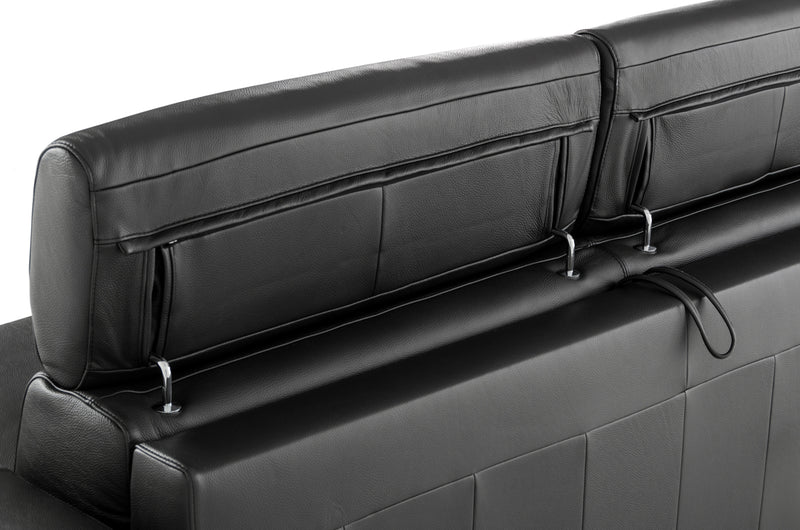 Lamod Italia Sacha - Modern Black Leather Reversible Sectional Sofa Bed with Storage