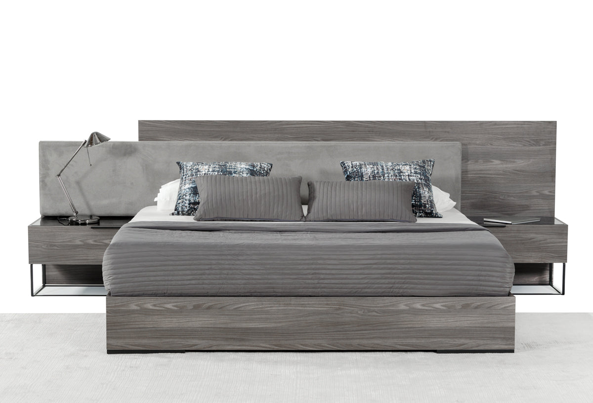 Nova Domus Enzo Italian Modern Grey Oak & Fabric 4-Piece Bedroom Set