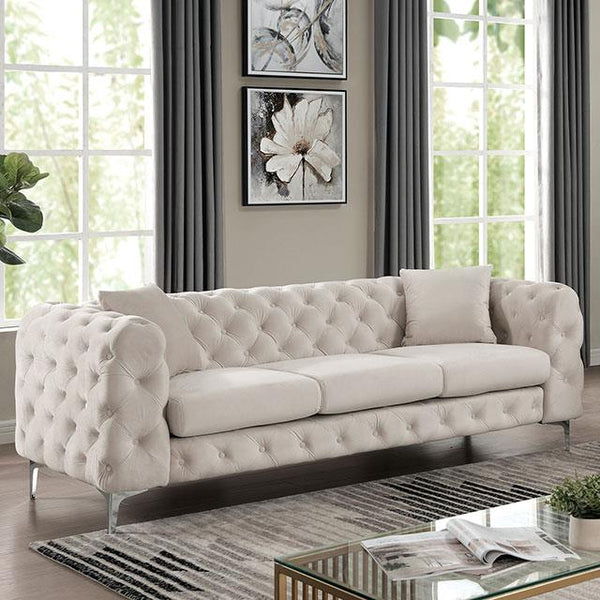 Furniture of America Sapphira Stationary Fabric Sofa CM6498BG-SF-PK IMAGE 1