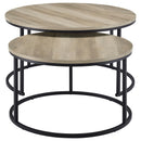 Lainey 2-piece Round Nesting Coffee Table Distressed Pine