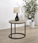 Lainey Round Occasional Side End Table Distressed Pine