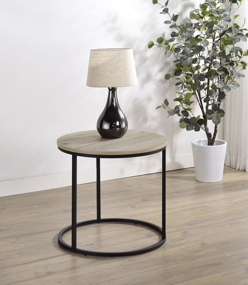 Lainey Round Occasional Side End Table Distressed Pine