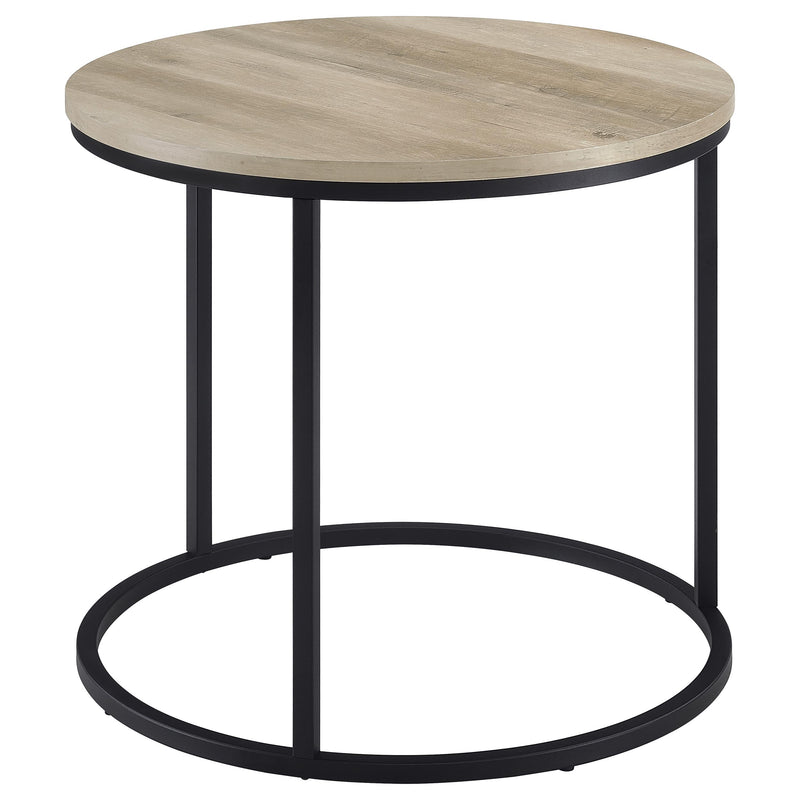 Lainey Round Occasional Side End Table Distressed Pine