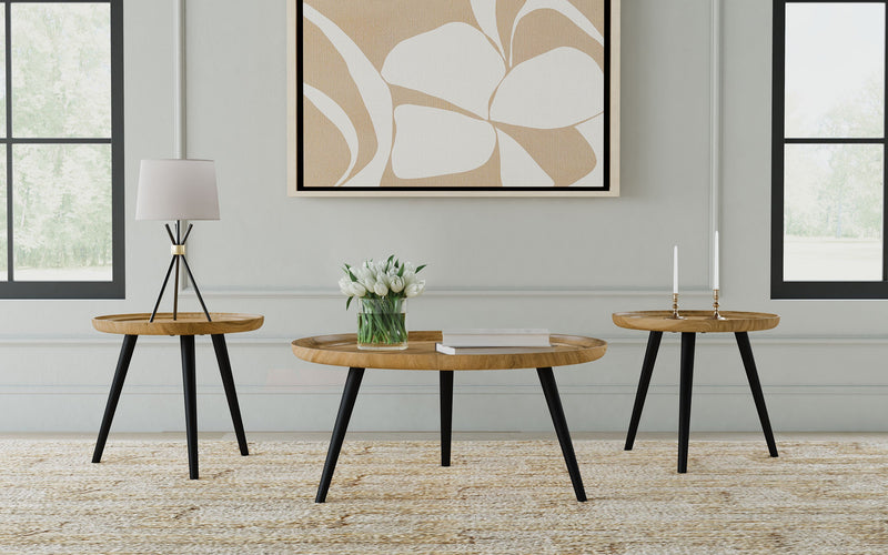 Zoe  Mango Wood Coffee and End Table Set Natural