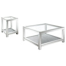 Valentina Mirrored Coffee and End Table Set Silver