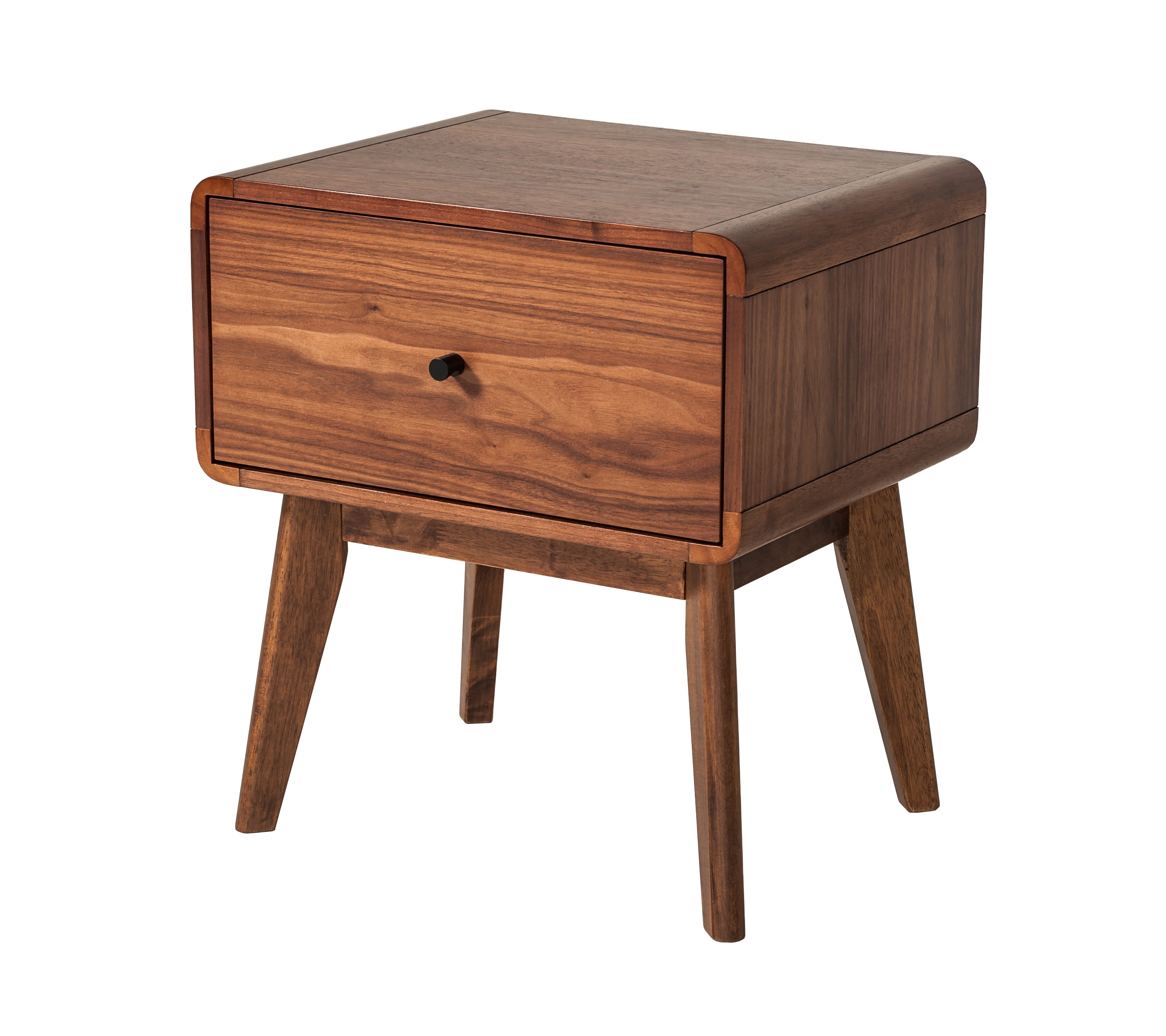 Modrest Carmen + Marshall Mid-Century Modern Walnut Bed + Nightstands Set