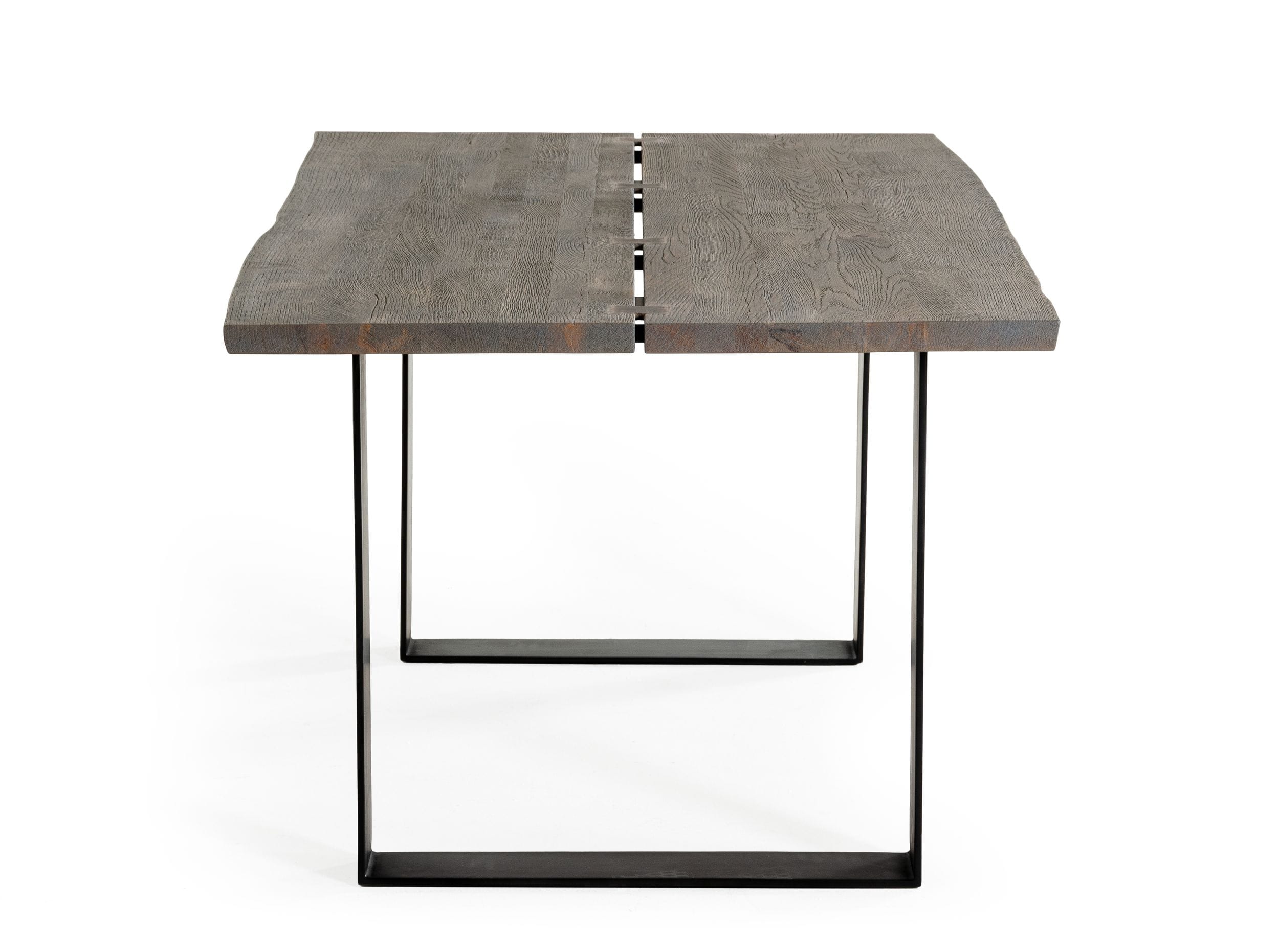 Modrest Murphy - Modern Grey Aged Oak & Black Metal Dining Table