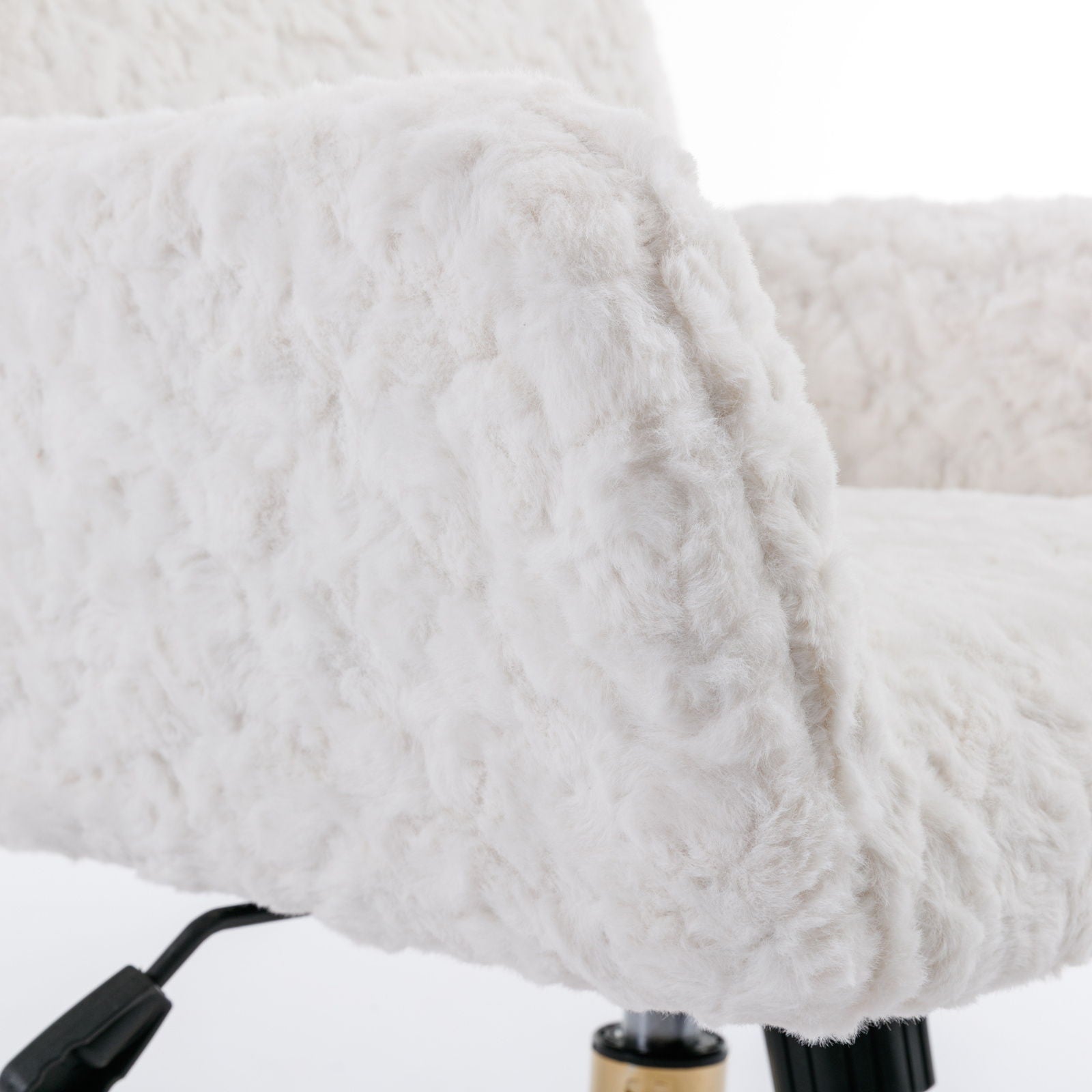 Office Chair, Artificial Rabbit Hair Home Office Chair With Metal Base, Adjustable Desk Chair Swivel Office Chair, Vanity Chair