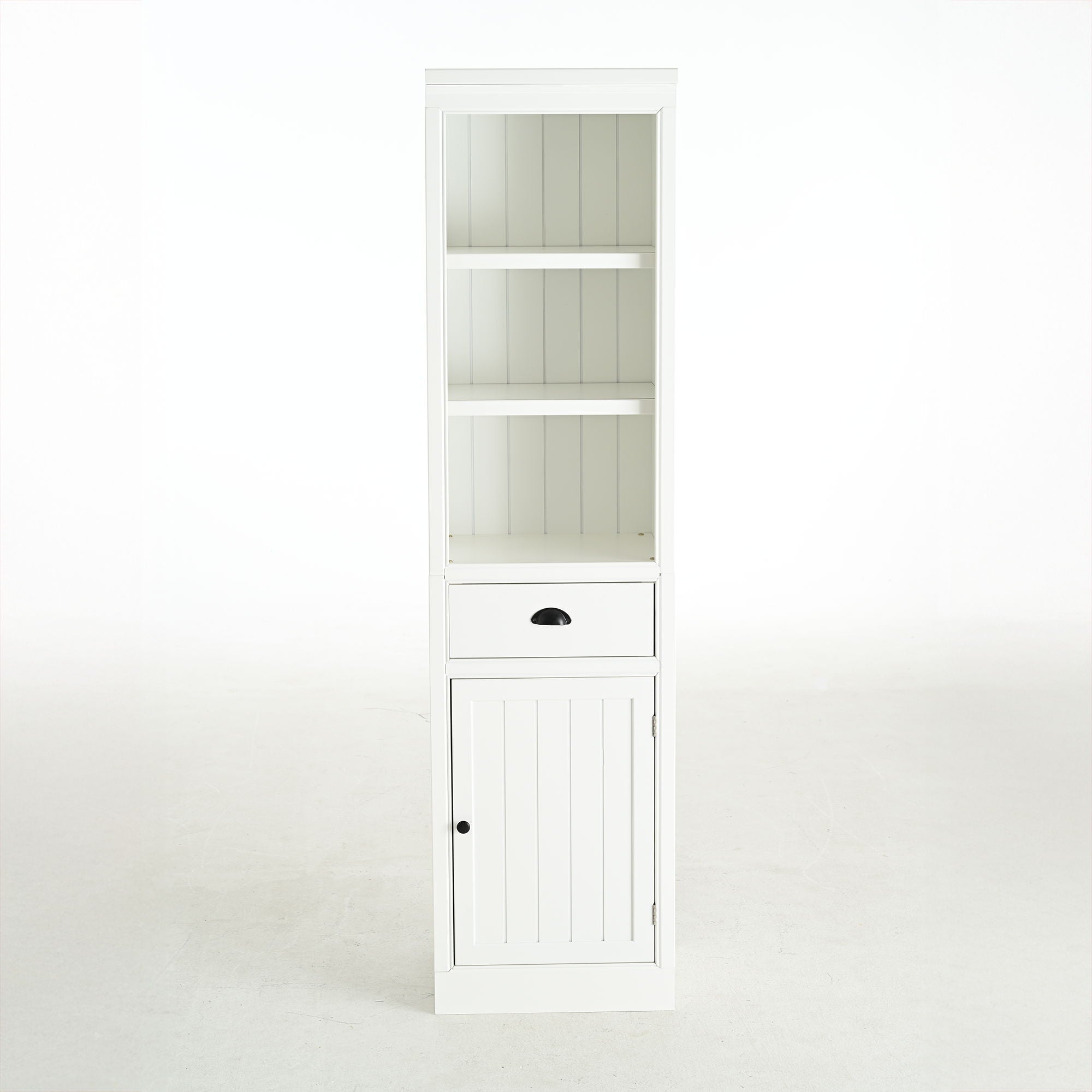 Retro Style 75'' Tall Display Shelf With Cabinet For Hallways Living Room Kitchen - White