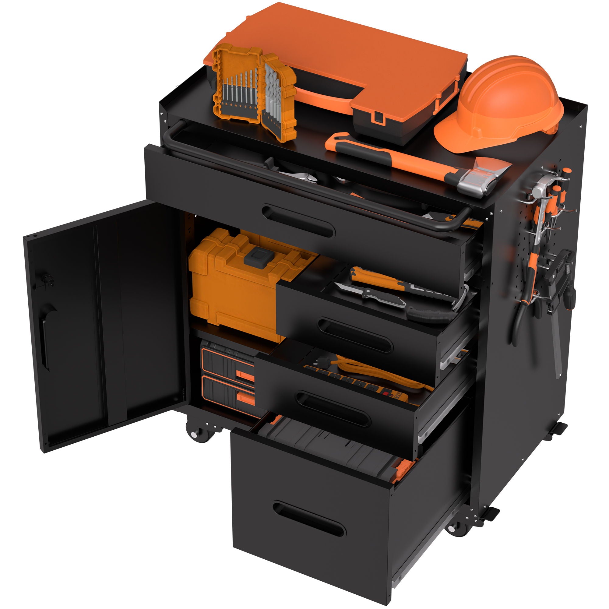 Rolling Tool Cabinet Heavy Duty Garage Storage With Lockable Doors