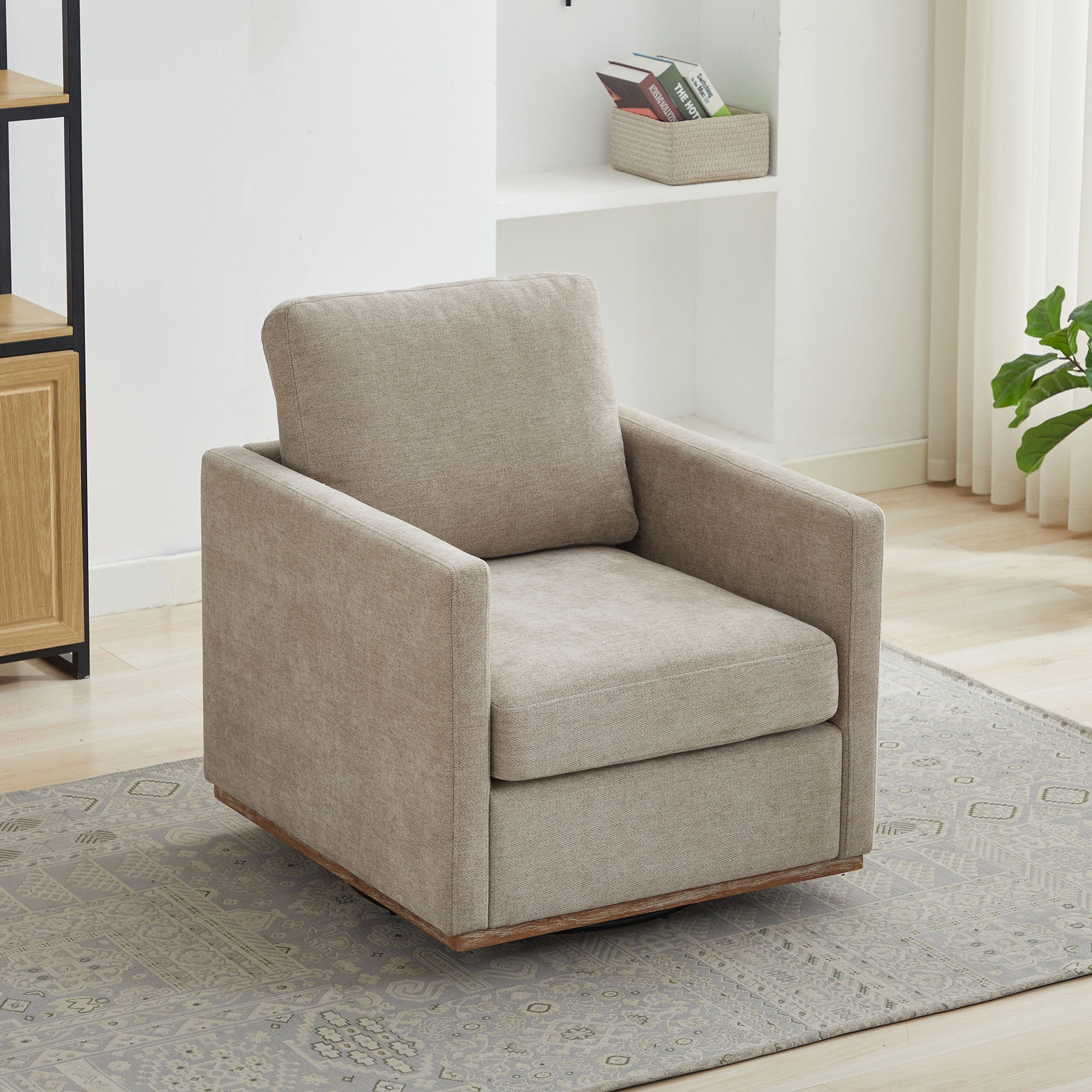 Square Upholstered Swivel Accent Chair