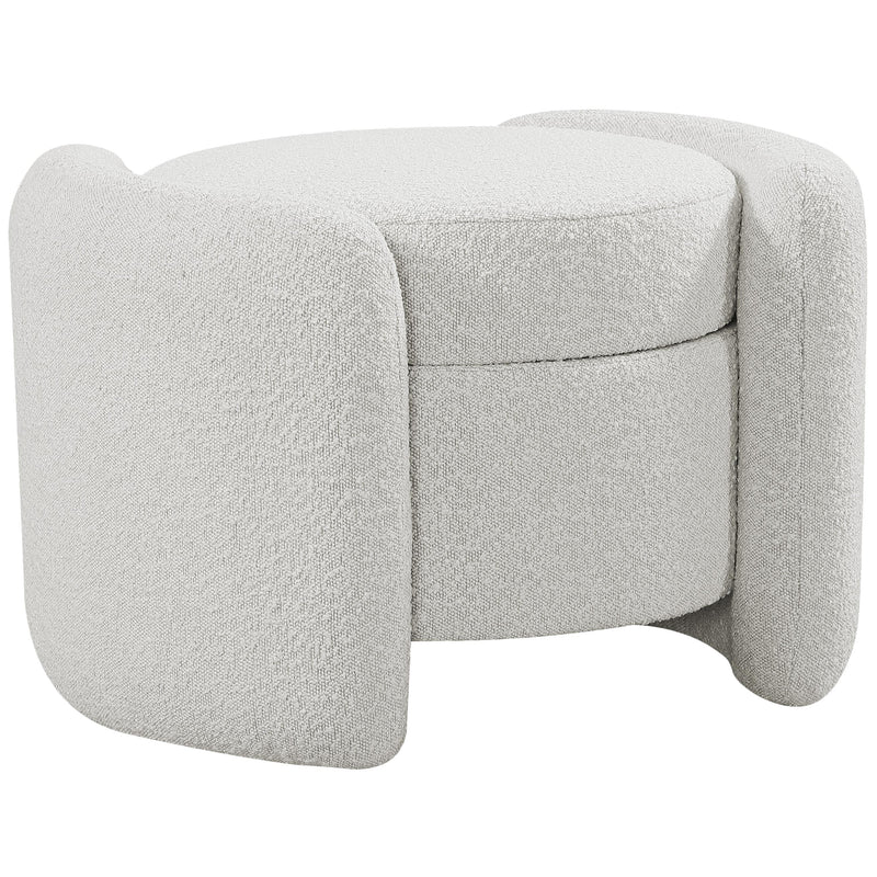 Meridian Horizon Cream Boucle Fabric Ottoman IMAGE 1