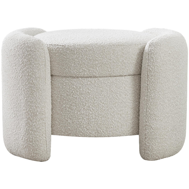 Meridian Horizon Cream Boucle Fabric Ottoman IMAGE 3