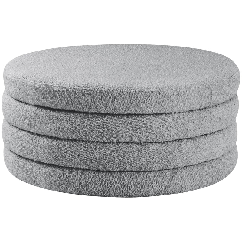 Meridian Aphia Grey Boucle Fabric Ottoman/Coffee Table IMAGE 1