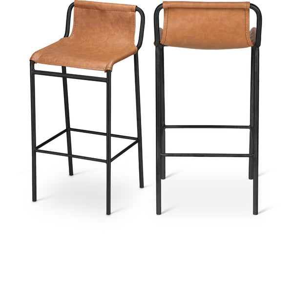 Meridian Dax Cognac Vegan Leather Counter Stool IMAGE 1