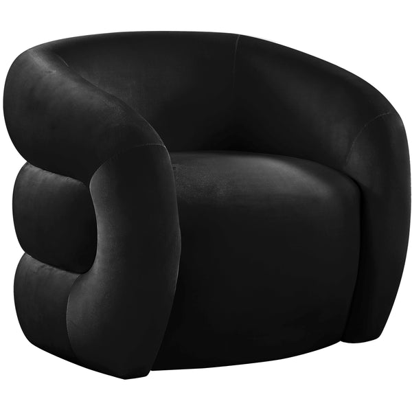 Meridian Roxbury Black Velvet Accent Chair IMAGE 1