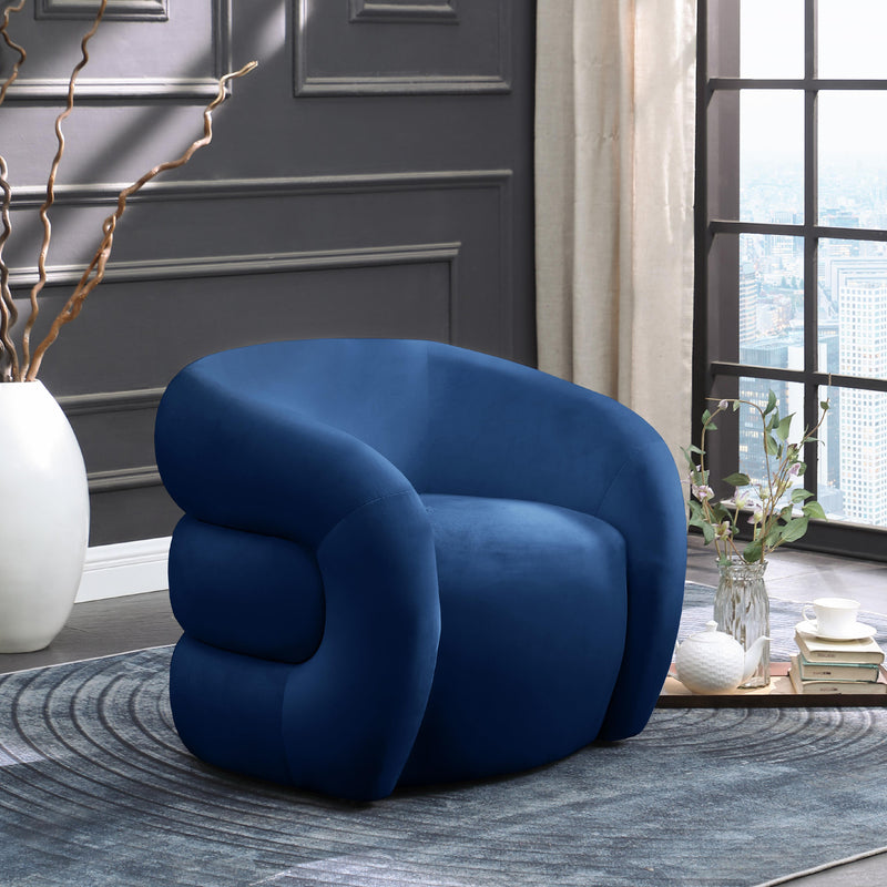 Meridian Roxbury Navy Velvet Accent Chair IMAGE 2