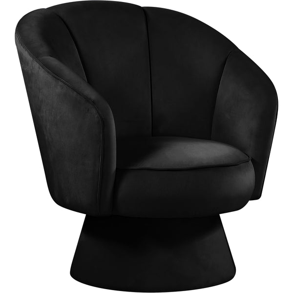 Meridian Swanson Black Velvet Accent Chair IMAGE 1