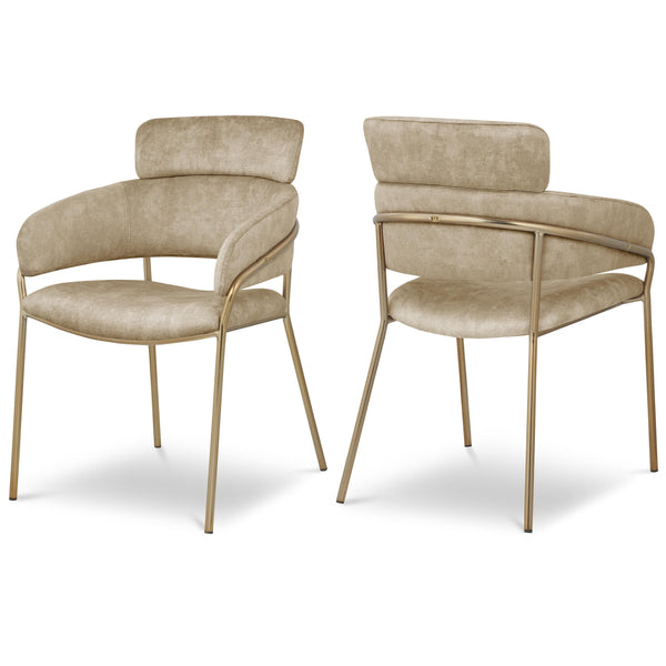 Meridian Yara Beige Velvet Dining Chair IMAGE 1