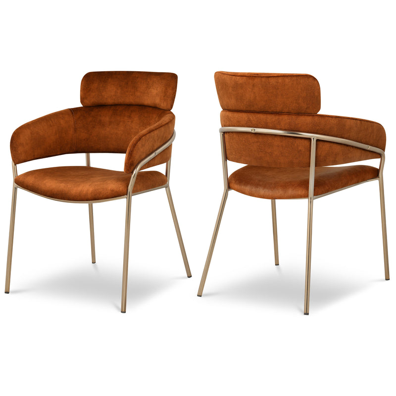 Meridian Yara Cognac Velvet Dining Chair IMAGE 1