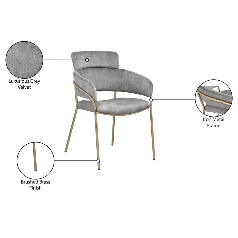 Meridian Yara Grey Velvet Dining Chair IMAGE 7