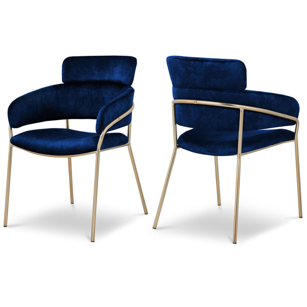 Meridian Yara Navy Velvet Dining Chair IMAGE 1