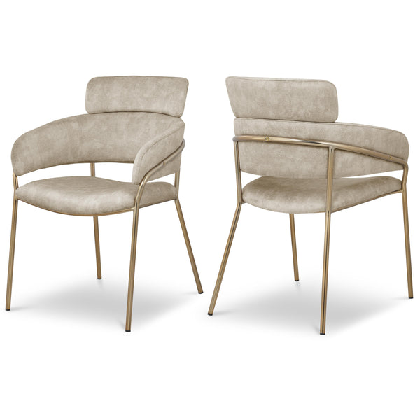 Meridian Yara Stone Velvet Dining Chair IMAGE 1