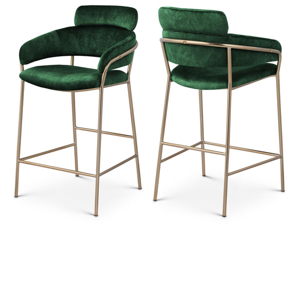 Meridian Yara Green Velvet Counter Stool IMAGE 1