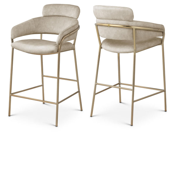 Meridian Yara Stone Velvet Counter Stool IMAGE 1