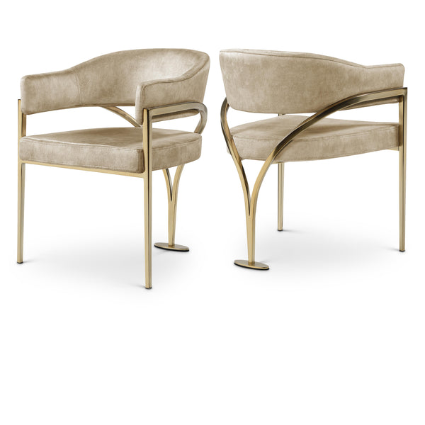 Meridian Madelyn Beige Velvet Dining Chair IMAGE 1