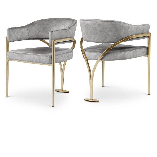 Meridian Madelyn Grey Velvet Dining Chair IMAGE 1