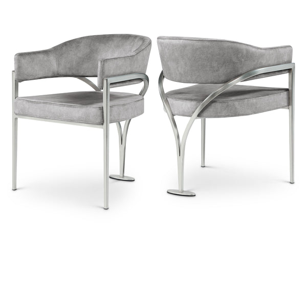 Meridian Madelyn Grey Velvet Dining Chair IMAGE 1