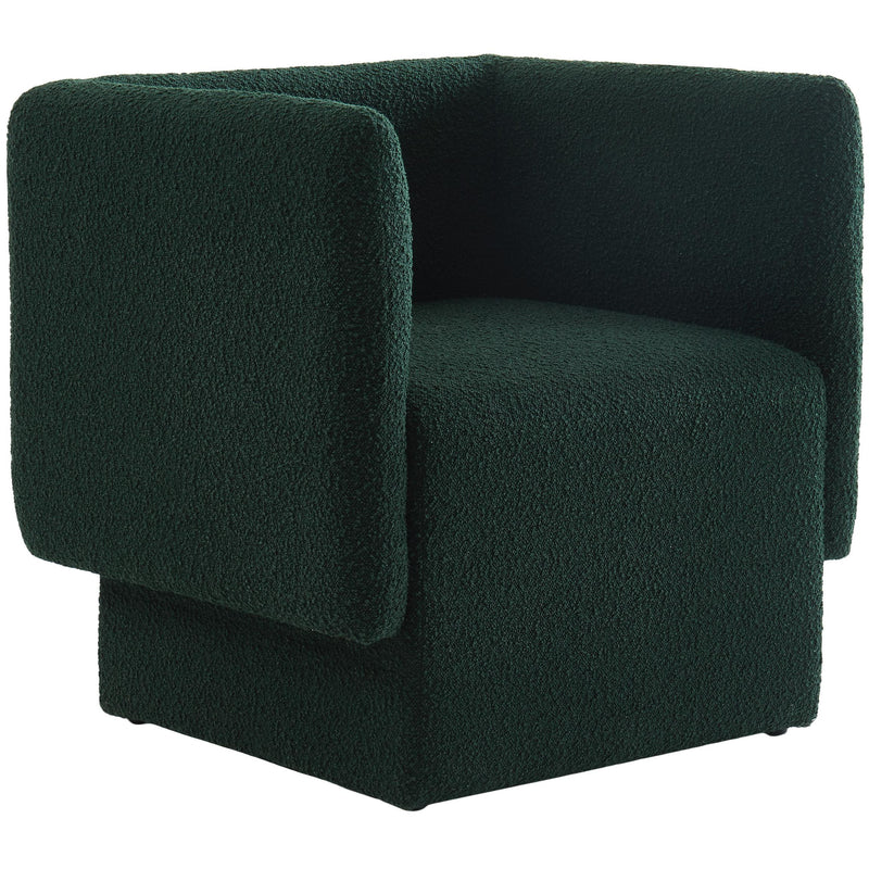 Meridian Vera Green Boucle Fabric Accent Chair IMAGE 1