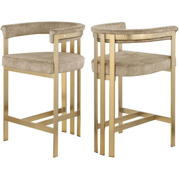 Meridian Marcello Beige Velvet Counter Stool IMAGE 1