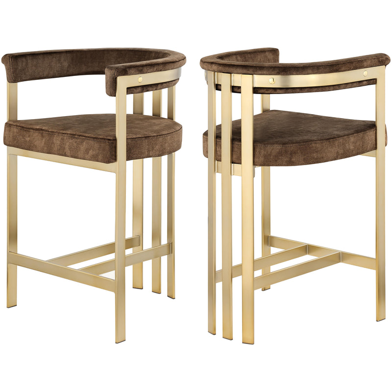 Meridian Marcello Brown Velvet Counter Stool IMAGE 1