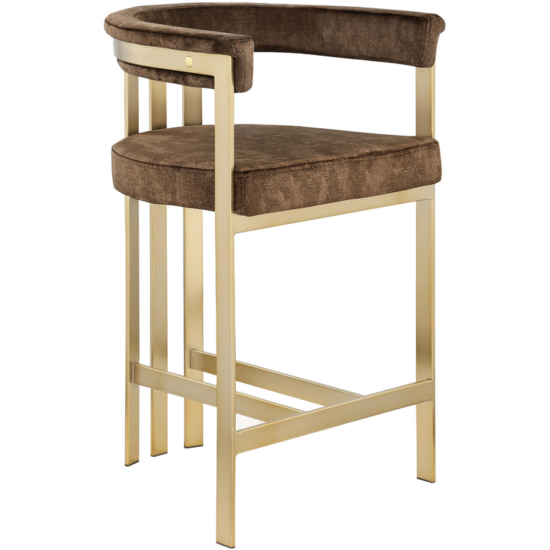 Meridian Marcello Brown Velvet Counter Stool IMAGE 3