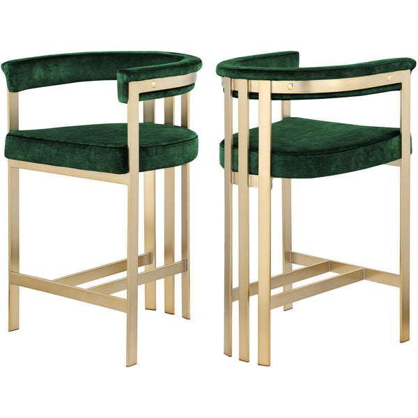 Meridian Marcello Green Velvet Counter Stool IMAGE 1