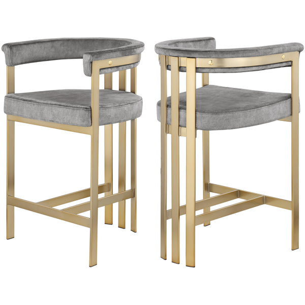 Meridian Marcello Grey Velvet Counter Stool IMAGE 1