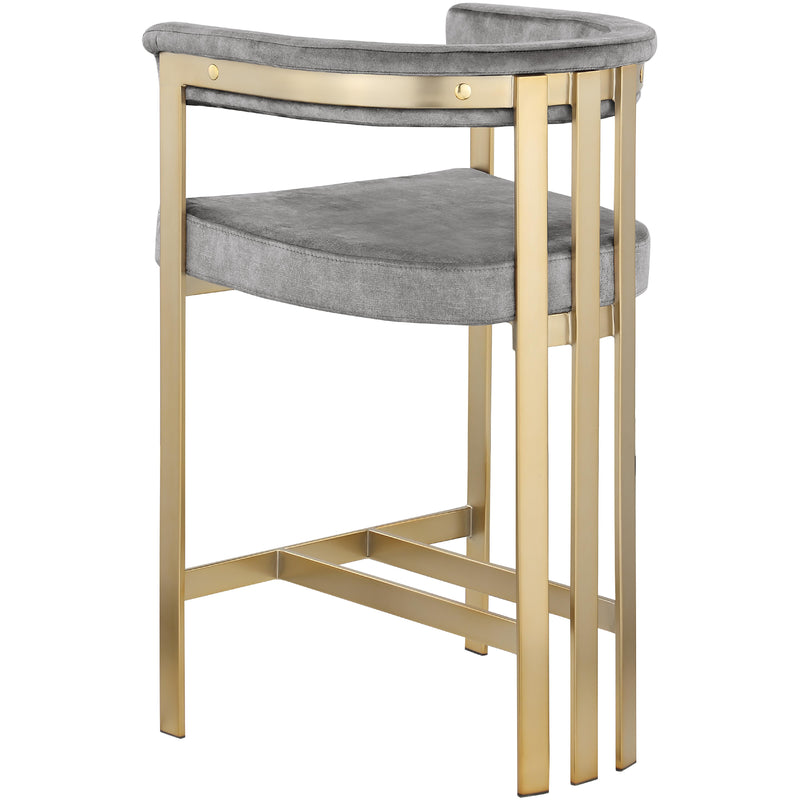 Meridian Marcello Grey Velvet Counter Stool IMAGE 2