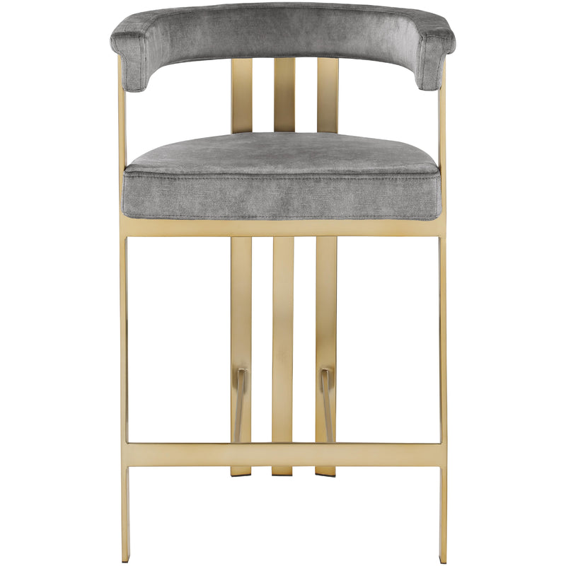 Meridian Marcello Grey Velvet Counter Stool IMAGE 4